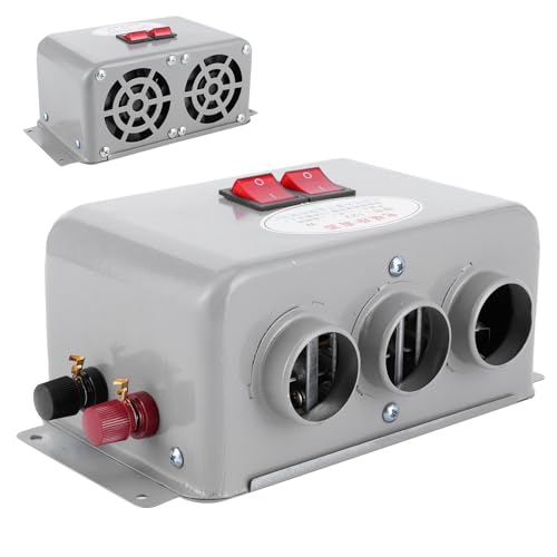 Garsent Chauffage de Voiture Compact 12V, 3 Trous 400W à 600W 12V Chauffage de Voiture Réchauffeur de Givre à Faible Bruit Chauffage de Voiture 3 Trous