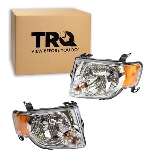 Image of TRQ Headlight Assembly Set FO2502229 FO2503229 Compatible with 2008-2012 Ford Escape