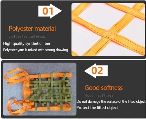 ZNBLSD Flat Lifting Net, Fibre Flat Lifting Net for Construction Rigging Mobile Traction Work Devices (Size : 1.5 X 1.5M/Mesh 15cm/Load 1t)