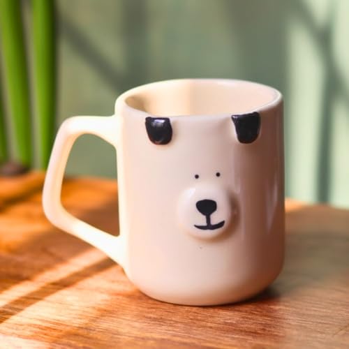 Image of Weaving Home Ceramic Puppy Coffee Mug with Handle - Microwave and Dishwasher Safe