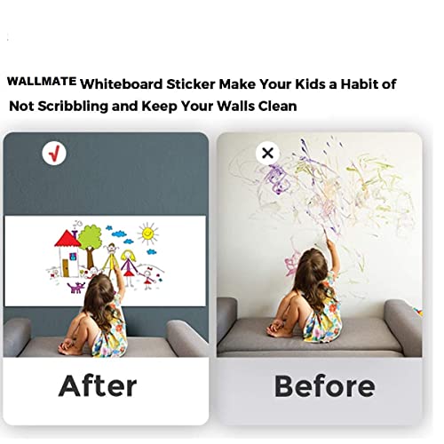 Image of Whiteboard Wall Sticker Self-Adhesive Whiteboard Contact Paper for Office Removable Kids Room Home Wall Decor (White, 24x96 in)