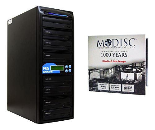 Produplicator 1 to 7 M-Disc Support CD DVD Duplicator Bundle with 1 Pack M-DISC DVD (Up to 24X DVD Burn Speed, Standalone Duplication Tower)