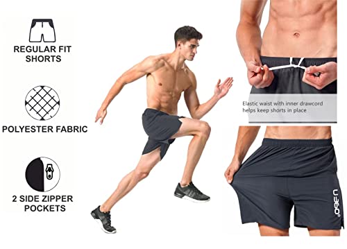 Image of Men's Workout Running Shorts Quick Dry Lightweight Gym Shorts with Zip Pockets S5Shorts
