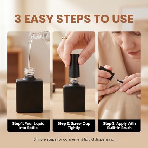 Recipientes de esmalte de uñas recargables de 10 ml de vidrio cuadrado negro 5