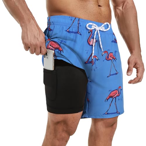 Mens Swim Trunks with Compression Liner 7