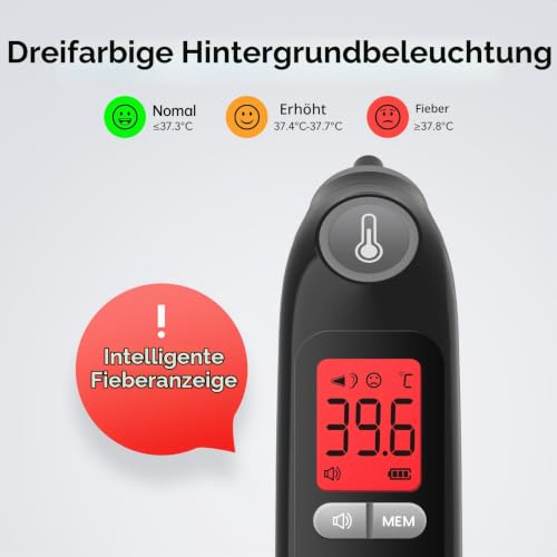 Ohrthermometer, Fieberthermometer Ohr für Baby Erwachsene, digitales Infrarot-Thermometer mit...