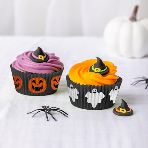 Anniversary House Pack of 60 Halloween Fright Night Cupcake Cases for Baking, Baking Cups in Heavy Duty Greaseproof Paper, Muffin Case for Festive Xmas Baking, Ghost and Pumpkin Design, J236