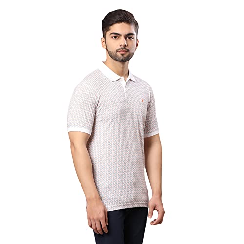Image of Raymond Men's Pure Cotton Print Pattern Modern Fit Polo Collar Polo Neck Half Sleeve Casual T-Shirt