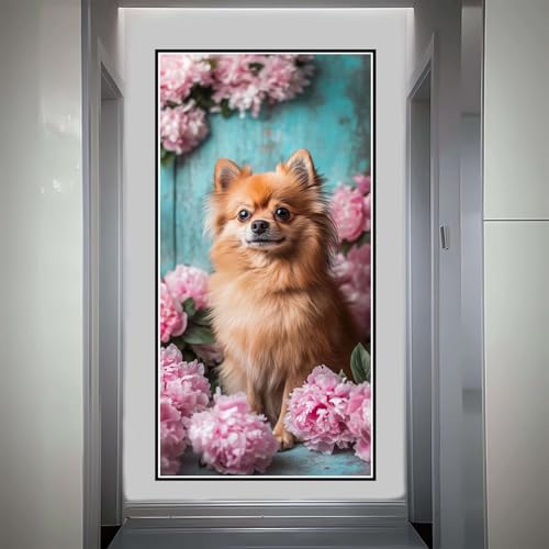 Diamond Painting Adultos, Diamond Painting Flor 5D Pintura Diamante, DIY Cristal Pintura De Diamante Para Adultos, Niños, Kit Diamond Painting Cuadrado, para Decoración Hogar 40x80 inch Perro-f801