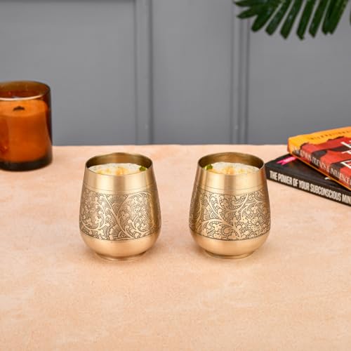 Image of THE HEALING STORE Bronze Kansa Glass, 200 ml Capacity, Gold, Medium Size (Glass 5)