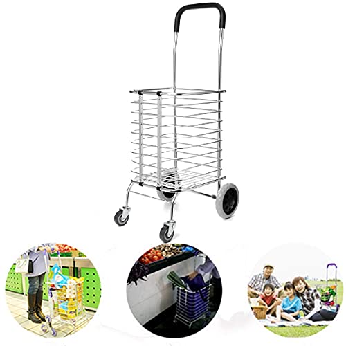 Image of AR Mall 4 Wheel Shopping Trolley for Grocery Foldable Cart Portable Vegetable Shopping Trolley with Wheels Luggage Transfer Trolley Shopping Mall Super Market Hand Truck Cart for Home (4 Wheel)