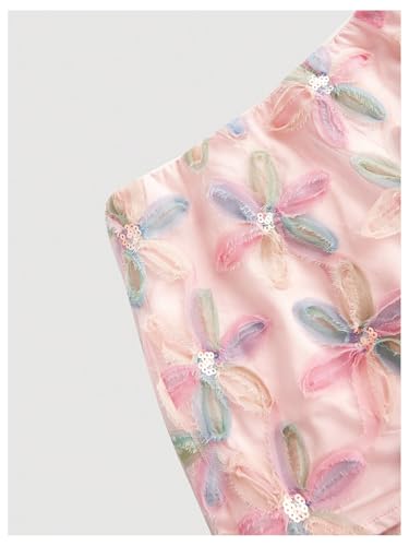 WDIRARA Women's Floral Appliques Mesh Skirt Low Rise Mini Skirts4