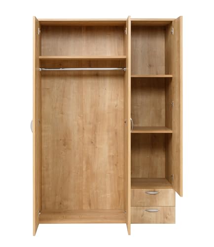 furni24 Kleiderschrank aus Holz 120cm, Garderobenschrank, Mehrzweckschrank,...