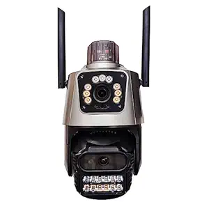 amiciVision Dual Camera CCTV, 4K+4K HD Security Camera with Built-in Alarm, Two Way Audio Communication, Motion Detection, Compatible with Mobile App and Equipped with 128GB Storage Card