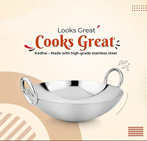 Image of Incrizma Stainless Steel Heavy Quality Flat Bottom /Deep Kadhai / 3 mm Thick (26 cm -Flat Bottom)