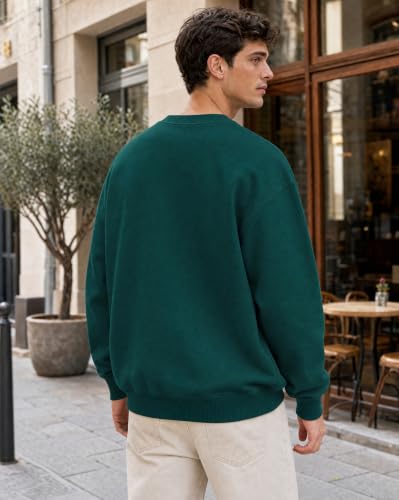Image of Nobero Oversized Sweatshirts for Man Stylish Crew Neck | 280 GSM Rich Cotton Fleece Solid Oversized Fit Full Sleeve Sweatshirt for Men | Stylish Casual Wear Winter Sweatshirt for Men