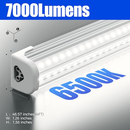 Image of Barrina T8 LED Shop Lights for Workshop 4FT, 50W, 7000LM, 6500K, ‎Super Bright White, Clear Cover, Ceiling, V-Shape Shop Light Fixture, Garage, Warehouse, Basement, ETL Listed, 2 Packs