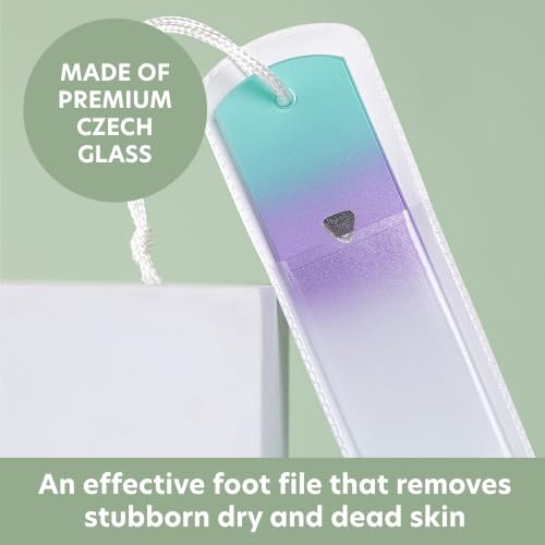 Bona Fide Beauty Czech Glass Foot Callus Remover with Sleeve, Sea Spritz