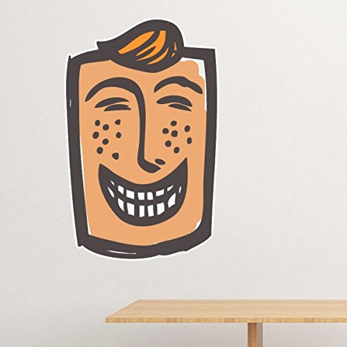 Décalcomanie murale rire visage abstrait 50cm pour chambre