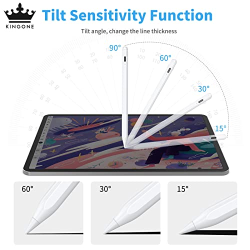 Image of KINGONE Stylus Pen for iPad with Palm Rejection, Tilt Sensitive and Magnetic Design, Digital Pencil Compatible with 2018 and Later Model,Apple iPad Pro 11 /12.9 Inch,iPad 6 /7 /8th Gen,iPad Mini 5th Gen,iPad Air 3rd /4th Gen