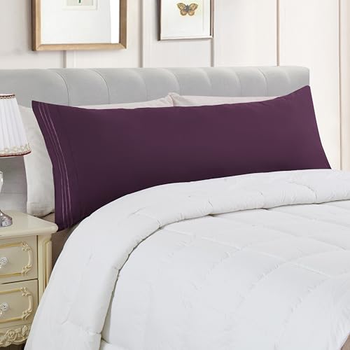 Image of Elegant Comfort Luxury Ultra-Soft 1-Piece Body Pillowcase - 1500 Premium Hotel Quality Microfiber Double Brushed - Wrinkle Resistant, Body Pillowcase Size, Purple