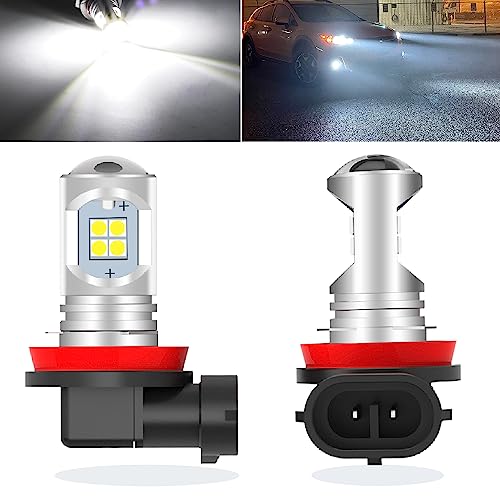 LEDYOTRY Upgraded H11 H8 H16 LED Fog Light Bulbs or Daytime Running Lights, Super Bright 3030 LED Chips 6000K Xenon White for 12V Cars,Trucks, SUVs, Vans, Non-Polarity, Play and Plug (Pack of 2)