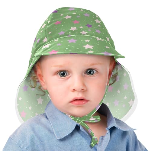 Infant Sun Hat Baby Boys' Hat Girl Sun Protection Adjustable Traveling Swim Hat Multicolored Stars Green2