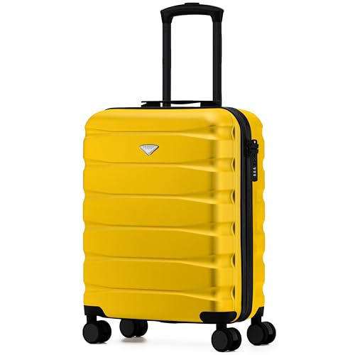 Flight Knight Lightweight Travel Suitcase 55x40x20cm | Hard Shell Carry On Luggage with Aluminum Telescopic Handle, 8 Wheels & TSA Lock | Approved for Ryanair Priority, TUI & 60+ Airlines