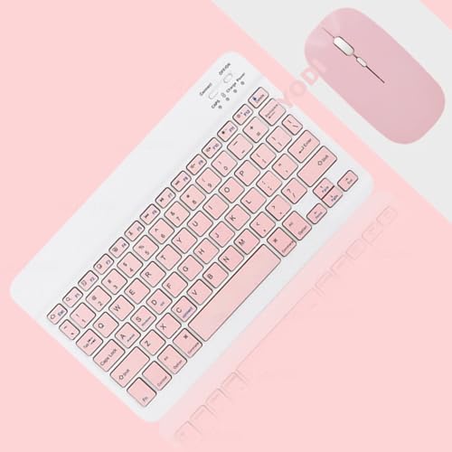 Image of YODI Ultra-Slim Bluetooth Keyboard & Mouse Combo, Multicolor Portable Small Slim Typewriter Compact Ergonomic Travel Wireless Keyboard Mouse for Apple iPad iPhone Tablet iOS Android Windows (Pink)