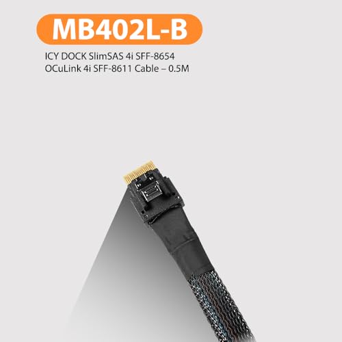 Cable ICY DOCK MB402L-B SlimSAS 4i a OCuLink 4i 0.5 m miniatura 4