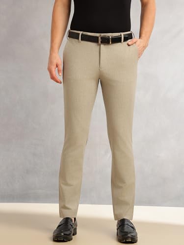 Image of Thomas Scott Men's Regular Fit Mid-Rise Solid Formal Performance Trouser | Flexi-Waist & 4-Way Stretch | 4 Pockets | Button Closure