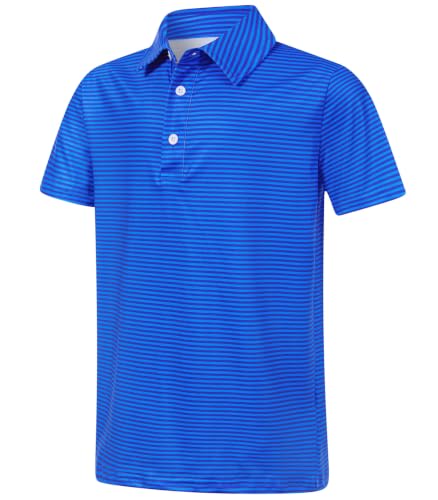 Cuddomper Boy Polo Stripe Shirt Size 9-10 Royal Blue Short Sleeve Golf Top - image 1