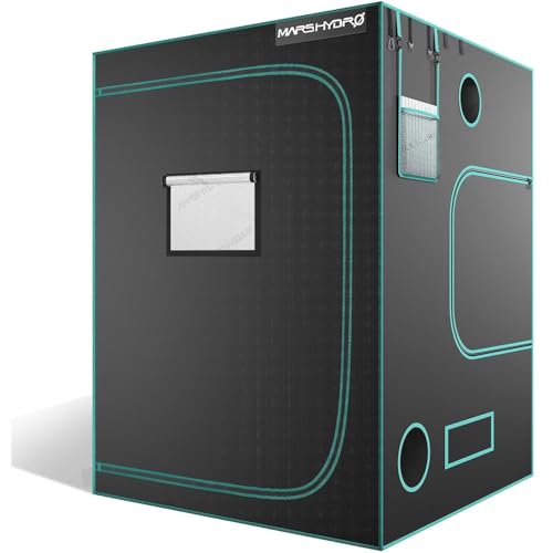 MARS HYDRO 5x5 Advanced Grow Tent, 60'x60'x80' High Reflective Mylar 1680D for Hydroponics Indoor Plant Growing, with Observation Window,Floor Tray and Smooth Zipper for TS3000/FC6500/FC-E6500/FC8000