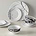 Amazon Basics 18-Piece Kitchen Dinnerware Set, Plates, Dishes, Bowls, Service for 6, Cursive