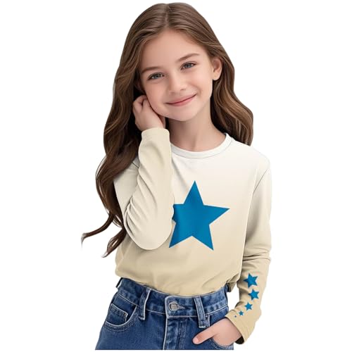 Girls Star Print Shirts Long Sleeve T-Shirts Gradient Graphic Tees Tops Fall Casual Cotton Tshirts4