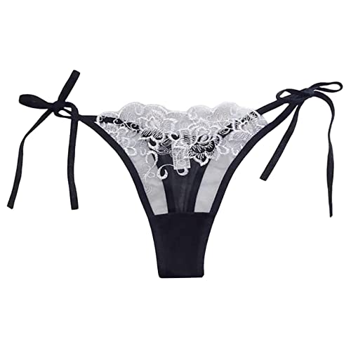 ONE LIMITATION(ワン リミテーション) 花柄 刺繍 Tバック 紐パン ショーツ セクシー パンツ 下着 レディース PT006 (4.ホワイト)のサムネイル