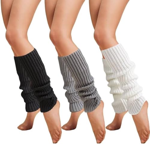 ZORVYN 3 Pares Calentadores de Piernas Invierno para Mujer, Tejidos a Crochet, Modestos y Versátiles, Cálidos y Cómodos, Ideales para Invierno, Primavera y Otoño