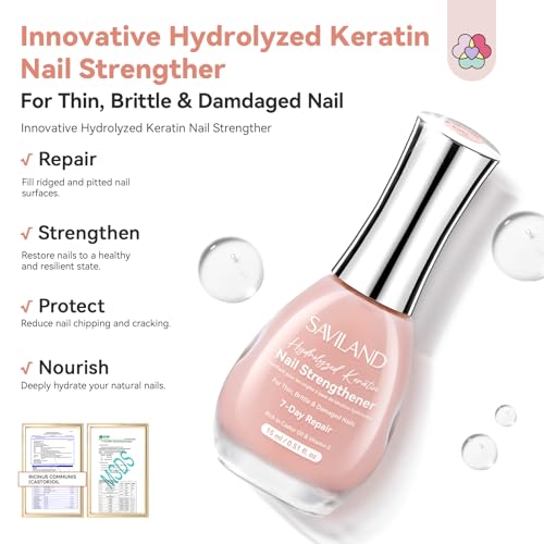 Image of SAVILAND Nail Strengthener: Jelly Nude Nail Growth for Damaged Nails Air Dry Natural Concealer Foundation Polish 15ml Strengthening Polish Repair Weak & Thin Nails Fingernail Nail Care Gifts for Women
