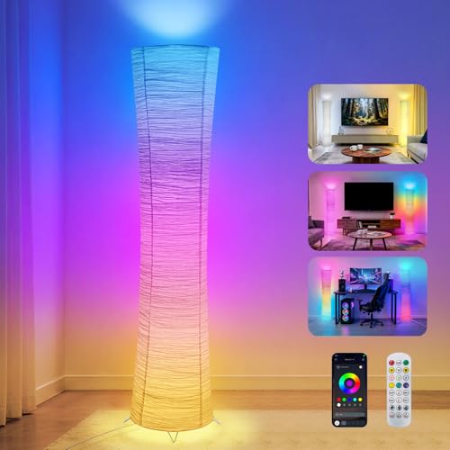 44'' Smart RGB Floor Lamps for Bedroom, Modern LED Corner Lamp wi...