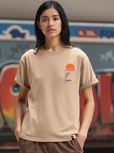 Image of Bewakoof Women's My Badass Graphic Printed 100% Cotton T-Shirt - Boyfriend Fit, Round Neck, Half Sleeve