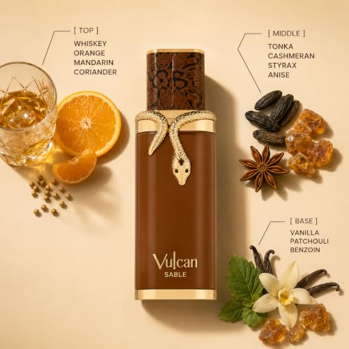Image of French Avenue Vulcan Sable Eau De Parfum 100ml | Luxury Long Lasting Oriental Woody Fragrance for Men & Women | Whiskey, Mandarin, Cashmeran, Vanilla & Benzoin Notes