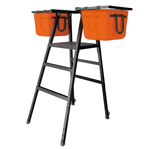 MR Portable Volleyball Coaching Tower with Ball Bag Attachments, Adjustable Volleyball Referee Stand, Volleyball Training Tower for Passing, Defense, and Blocking Drills