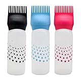 OHPHCALL 1セット 詰め替え可能な染料容器 染毛剤ブラシボトル スカルプボトル コームアプリケーターボトル ヘアスタイリングツール ルートコームアプリケーター 染毛料ボトル 染毛剤容器 3個