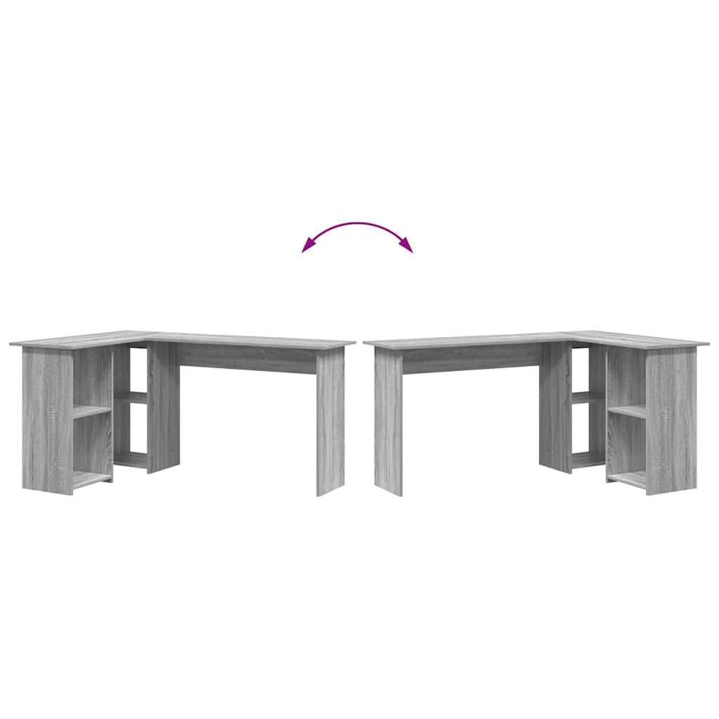 Escritorio esquinero con mesa esquinera 142 x 102 x 73 cm de madera gris escritorio con mesa esquinera moderna con amplia superficie de trabajo para oficina en casa