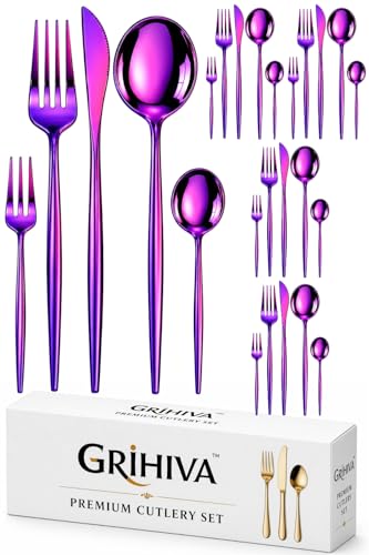 Image of 25 Pcs Pink Cutlery Set for Dining Table the Perfect Lightweight Silim Handle Tableware Including Dinner Spoon, Dinner Fork, Dinner Knife, Dessert Spoon & Dessert Fork