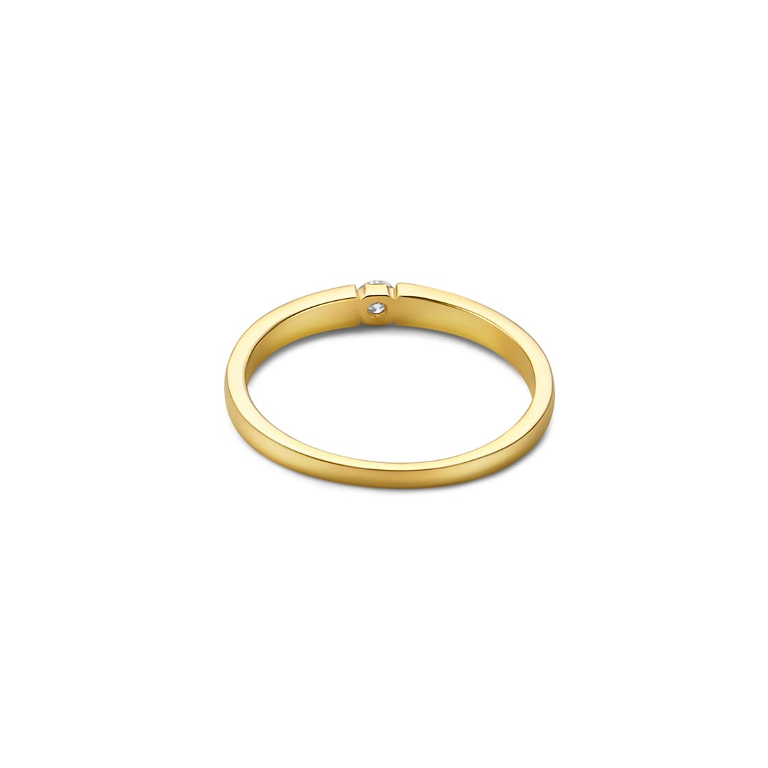 Anello di fidanzamento da donna Orovi, anello solitario in oro giallo 14 carati (585), con brillanti da 0,05 carati, anello in oro giallo con diamanti