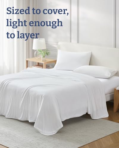 Image of Cooling Blanket for Hot Sleepers - Cold Blanket Full /Queen Size - Double-Sided, Ultra Cool for Summer, Night Sweats & All Seasons - Soft, Lightweight & Breathable for Bed or Couch - Ivory, 50 inch x 60 inch