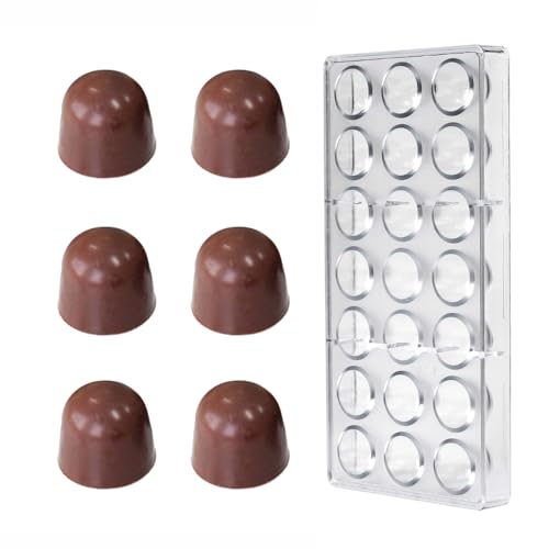 Polycarbonate Small Domed Bullet Shape Chocolate Mold, 21 Cavity (12g Each), Classic Candy Shape for Bonbons, Baking & Pastry Tool