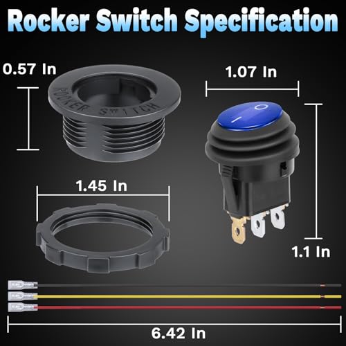 Image of BFXM Round Rocker Switch, Toggle Switch 12V, On Off Switch, SPST 3 Pin | Waterproof LED Lighted Automotive Power Switch, Marine Toggle Switch ,Automotive Replacement Electrical System Switches