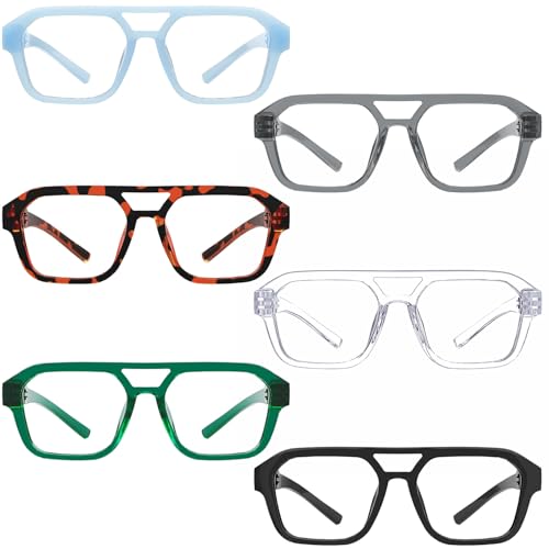 Eyekepper Blue Light Reading Glasses Men Women 2.0 Pilot Frame 6 Pack